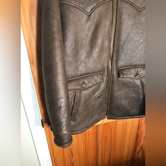 Men’s The Territory Ahead Leather Brown Sherpa Fur Lined Coat Mens Jacket Small - Picture 2 of 15